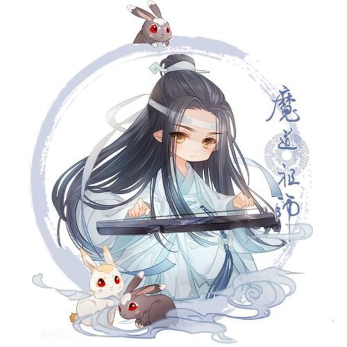 一组《魔道祖师》头像:蓝忘机抱着黑兔子,他身旁的胡