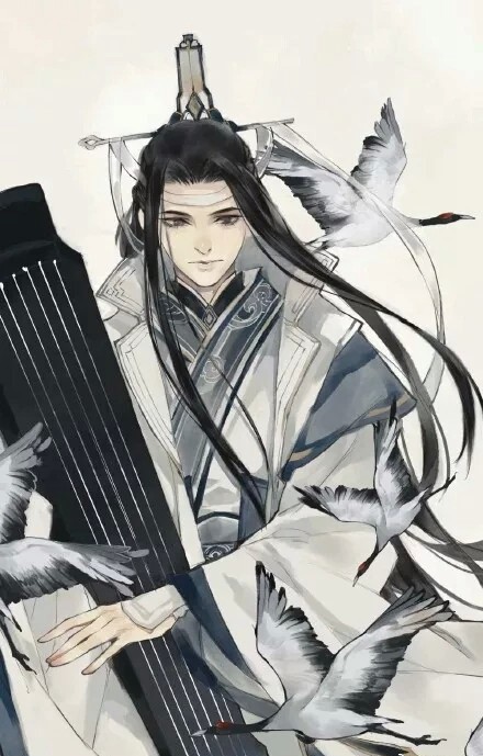 魔道祖师高清壁纸:蓝忘机抱着琴的样子,真仙气!