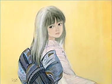 日本著名画家太田庆文的淡色水彩来描绘少女和儿童