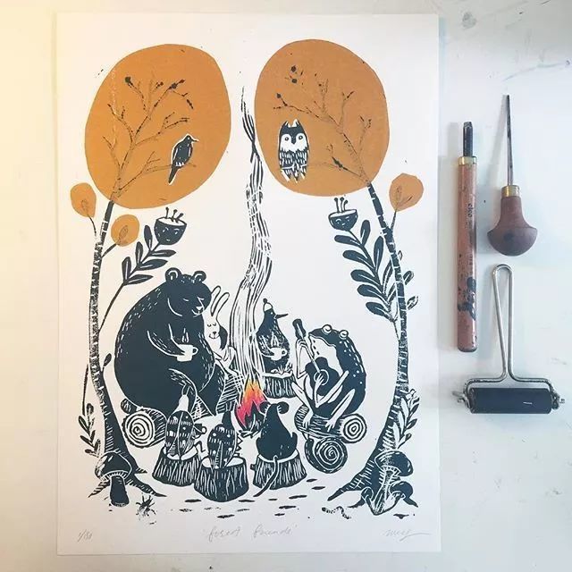 希望这组套色橡皮章作品给你带去满满元气