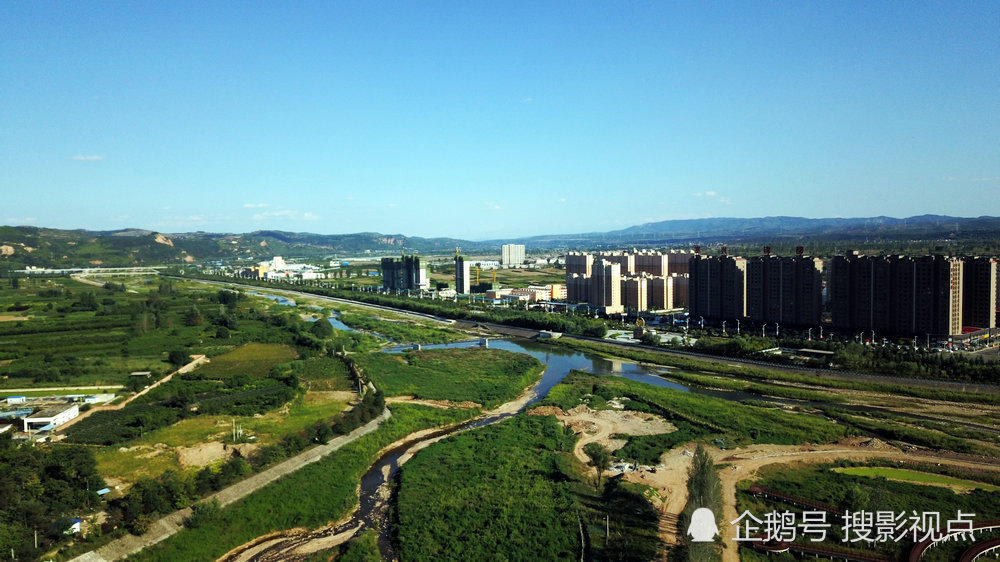 航拍宝鸡市陇县城市美丽风光
