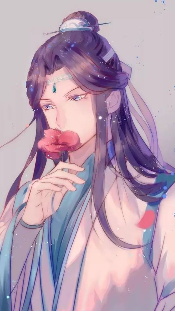 魔道祖师高清壁纸:蓝忘机眼神漂移,亲吻着手里的鲜花