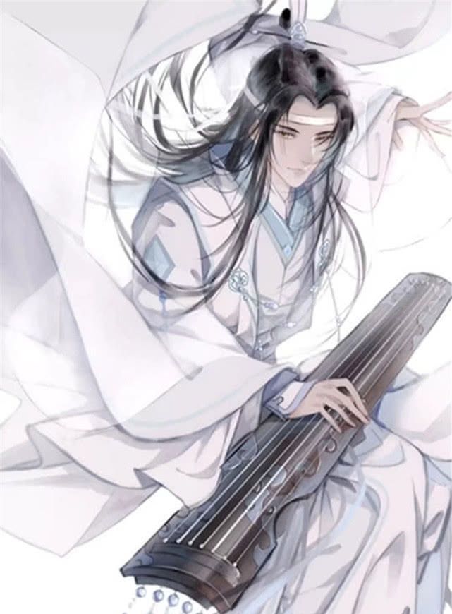 魔道祖师高清壁纸:蓝忘机裙摆飘逸,抚琴的样子,真仙气!