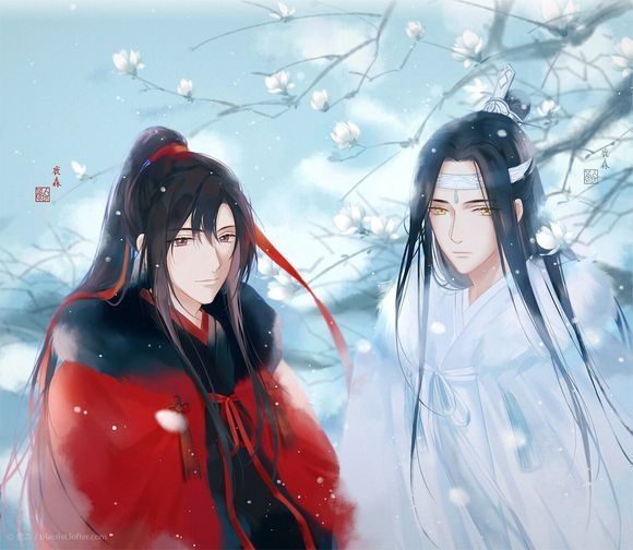 魔道祖师高清壁纸:魏婴穿红衣超好看,蓝忘机穿白衣更仙气