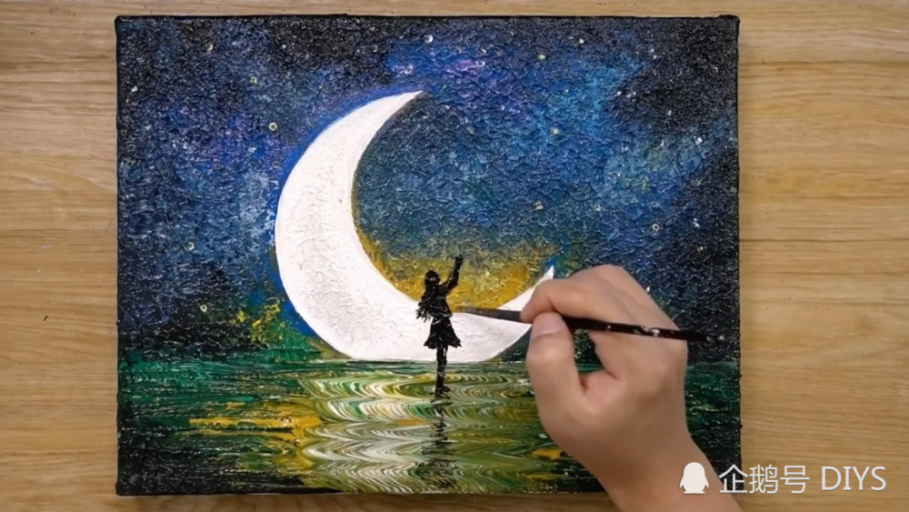 初学者绘画的技巧,带你学习如何绘画月光下的女孩,简单又有创意