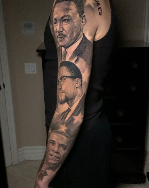 球哥新纹身致敬mlb传奇 他还把奥巴马头像印在手臂上