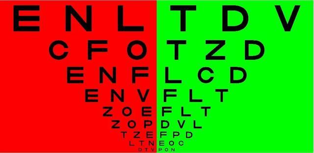 如果红色字清楚,则是说明可能存在近视;如果绿底字清楚,就是老花眼