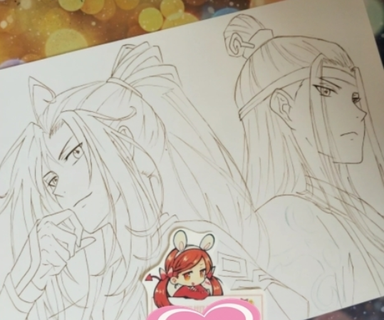 美术生手绘魔道祖师,线稿图很霸气,看到成画,更是神还原了!