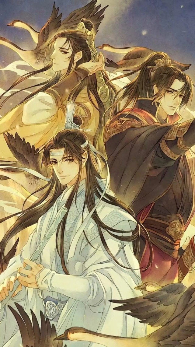 魔道祖师高清壁纸:魏婴在蓝忘机的腿上睡着了