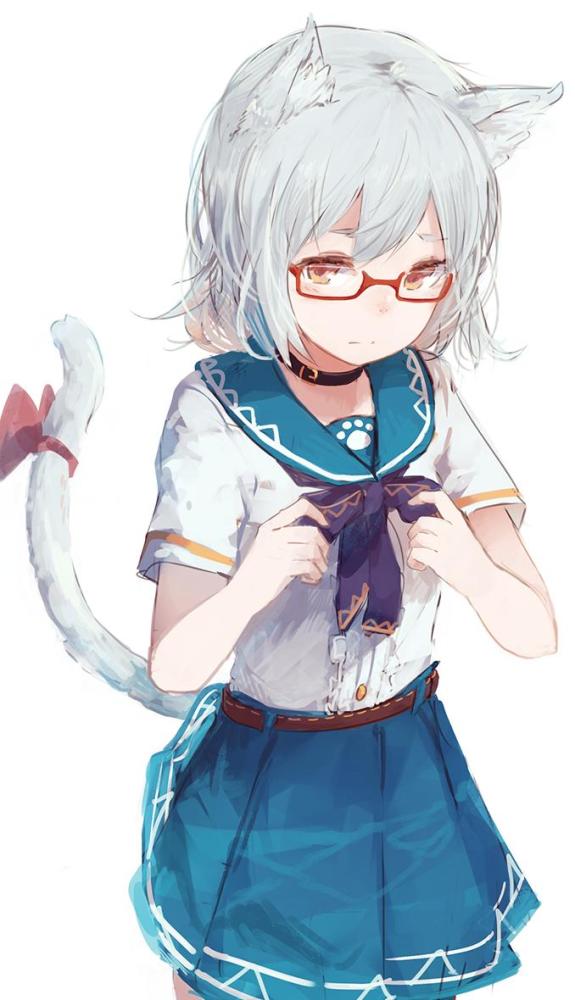 双倍的可爱!蝴蝶结猫尾主题动漫女生.