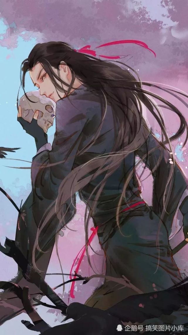 魔道祖师无水印壁纸拿着骷髅头回眸的魏无羡超级a