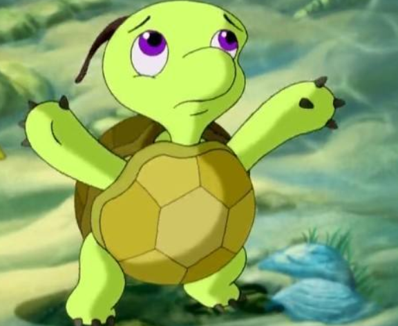 《小鲤鱼历险记》中的双面龟了,虽然是一只乌龟,但是却喜欢上了水母