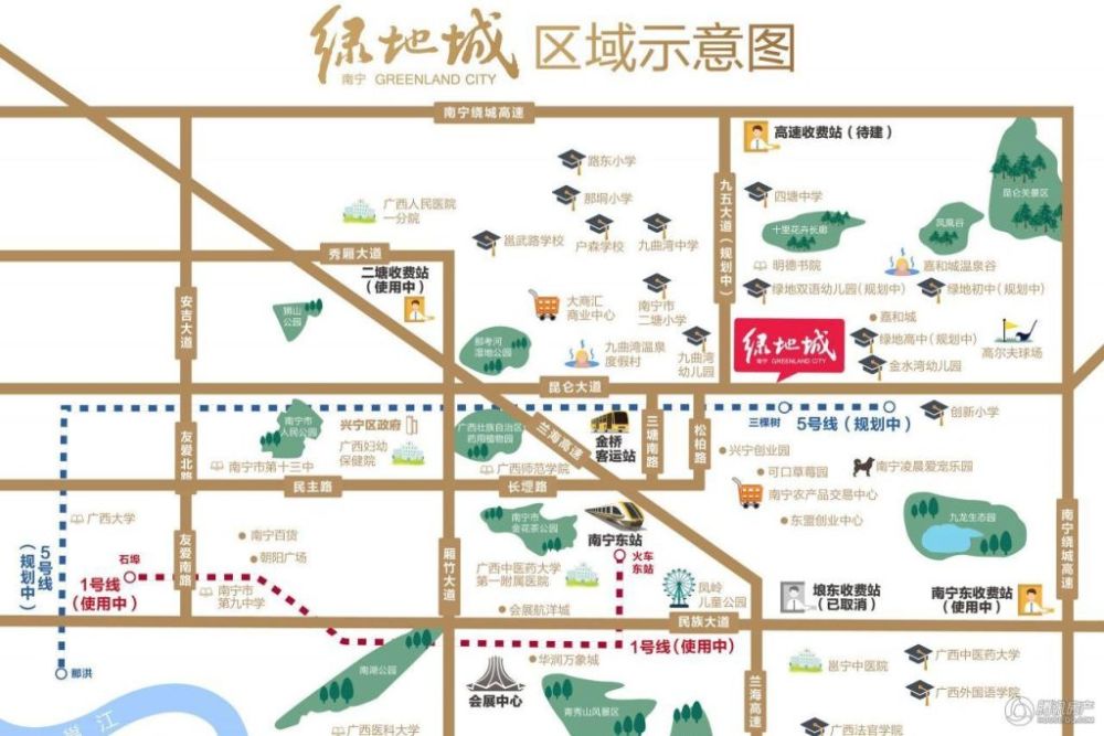 项目特色: 地铁5号线 十里花卉长廊 超级大盘 楼盘地址:南宁市兴宁区