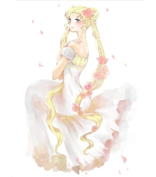 动漫图片:穿白色裙子的美少女