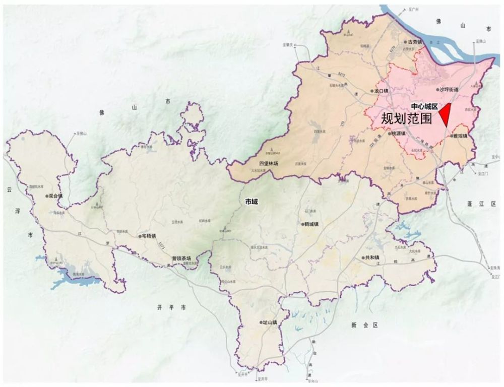 土地利用现状图 规划范围: 位于鹤山市中心城区东南部,由佛开高速,省