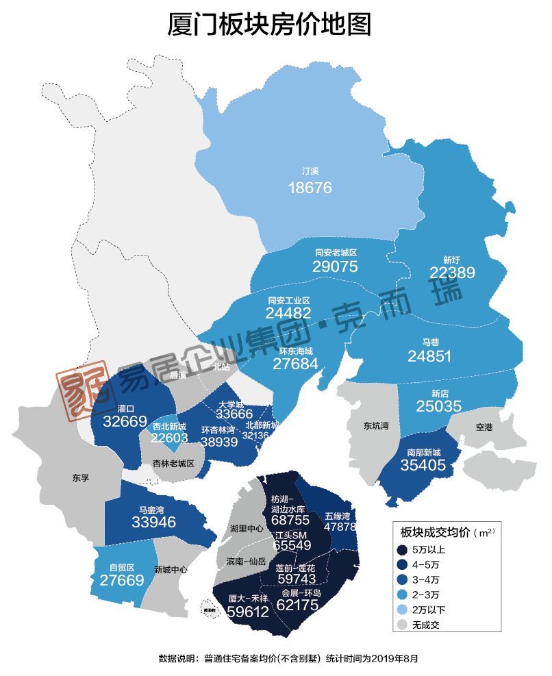 8月厦门房价地图出炉,项目高低价差近4倍