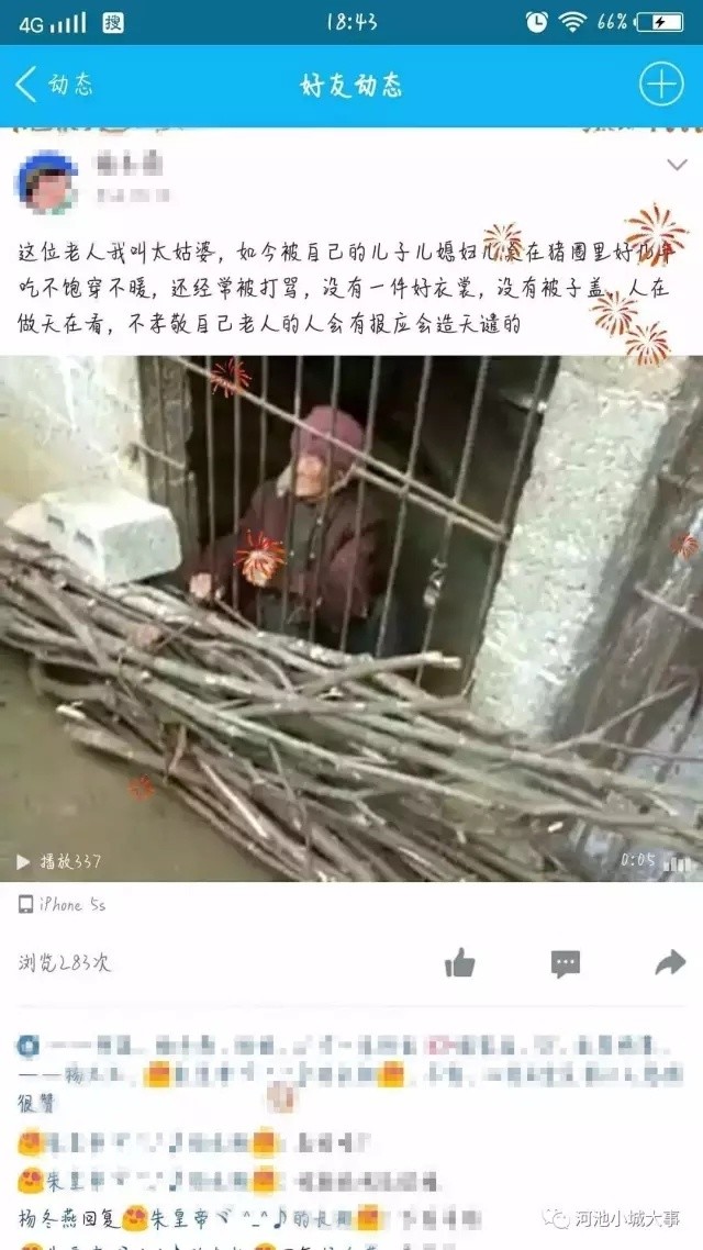 夫妻将老母当猪养