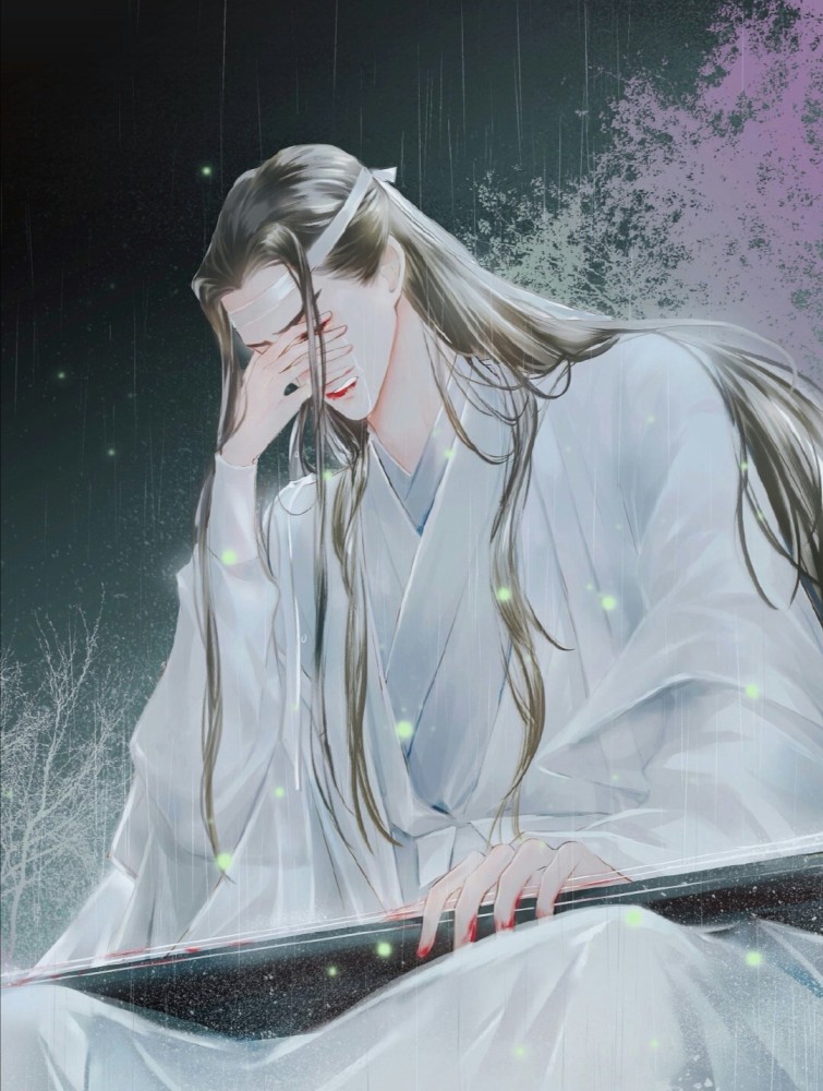 魔道祖师高清壁纸:蓝忘机弹琴的手都流血了