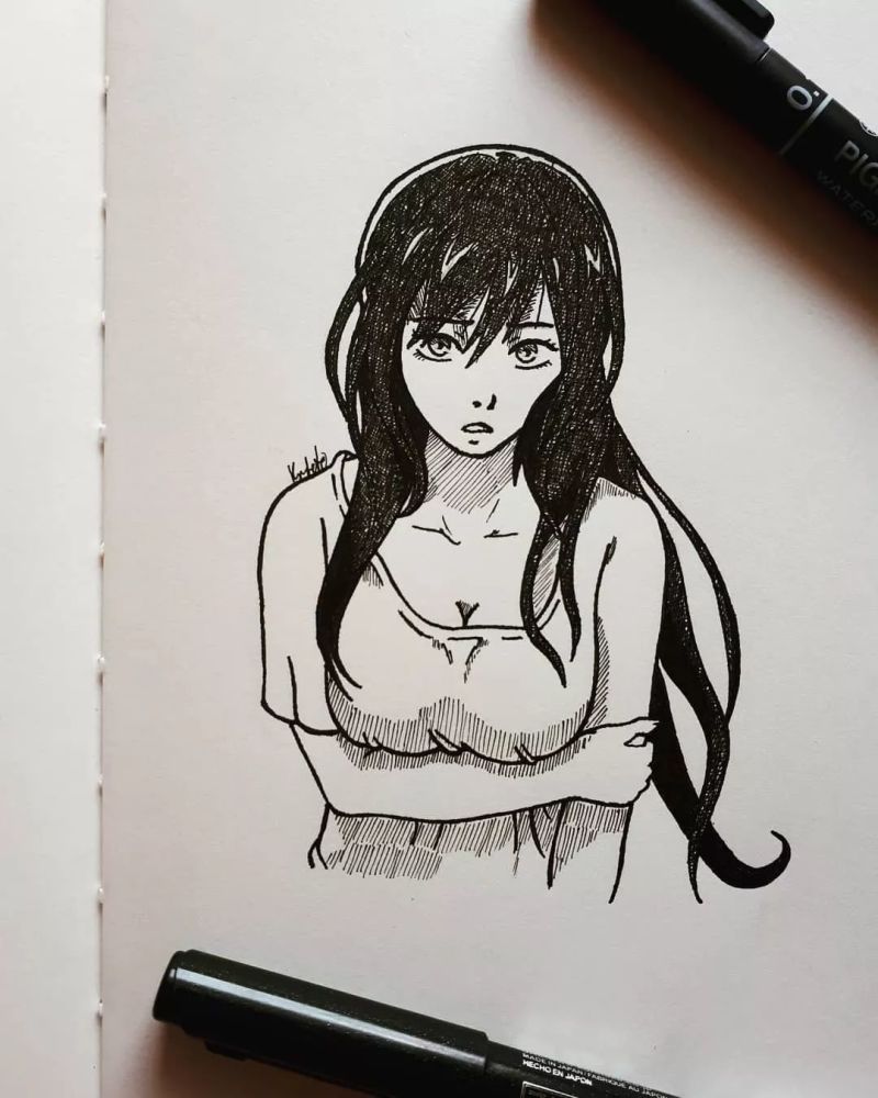 想学日式漫画的看过来,咱们从黑白线稿图开始临摹啦