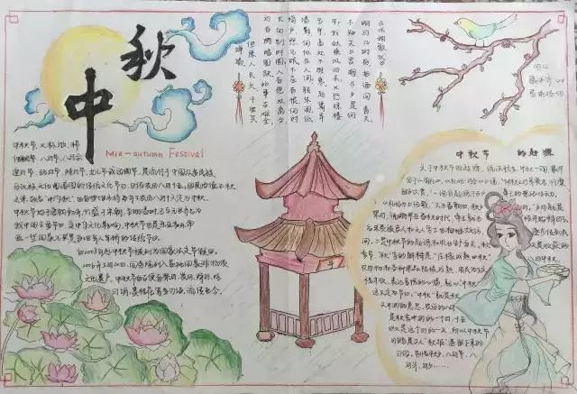 中秋节 | 68张手抄报模板,好看易画,快给孩子保存吧!