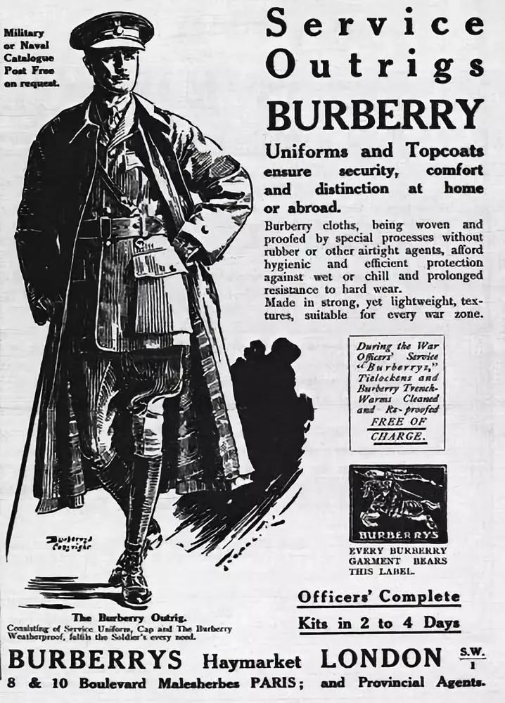 这是burberry创始人托马斯·博柏利(thomas burberry)在1912年给英国