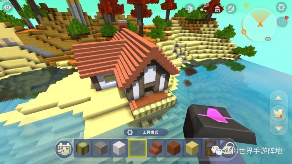 迷你世界:海边桃花小木屋,大神建造只需9步,作为萌新你会吗?