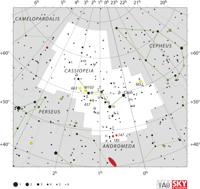 仙后座和仙女座——所以你可以看到星系相对于这两个星座的位置