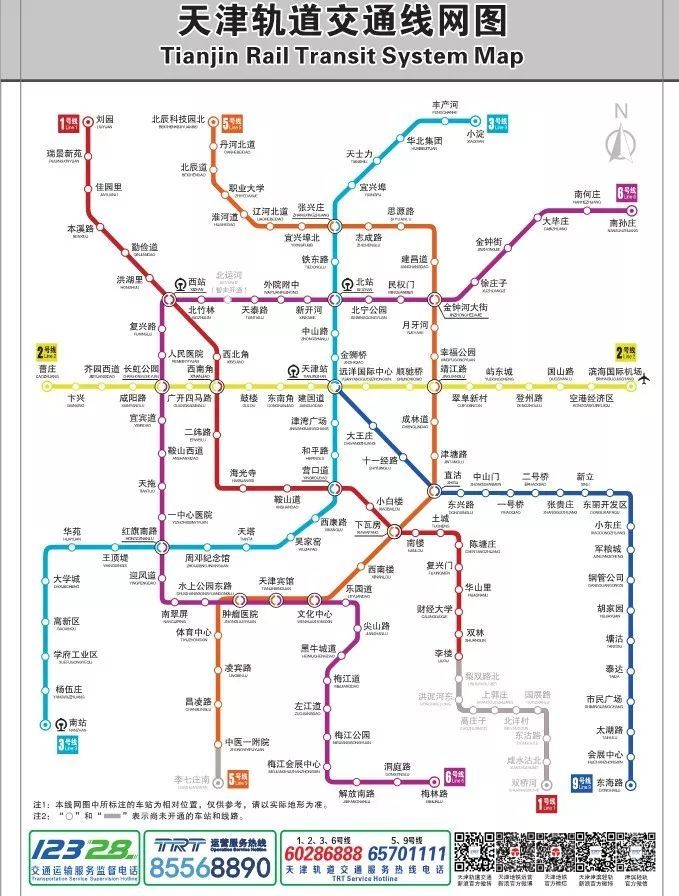 目前 天津已有6条地铁线投入运营 运营里程达到220公里 基本形成覆盖
