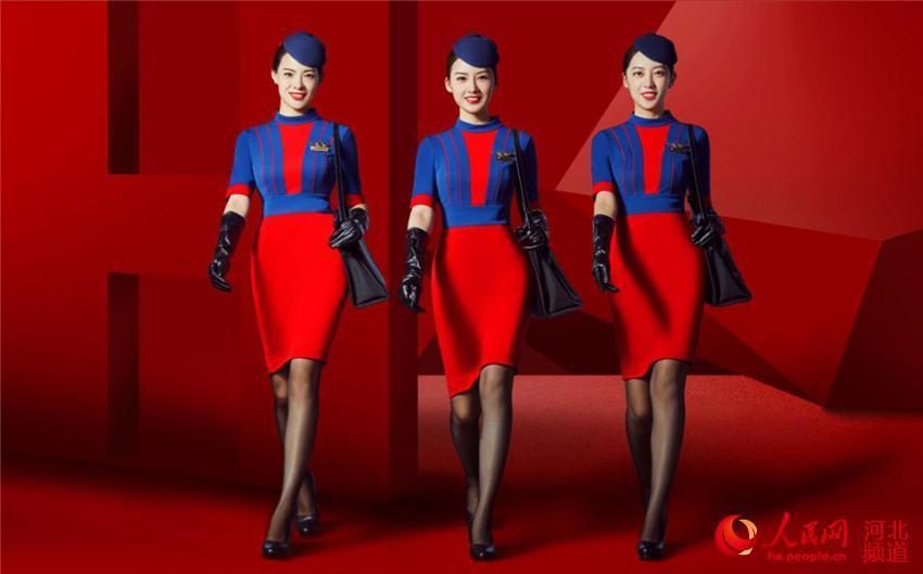 河北航空发布新一代空乘制服 红蓝色调尽显国风魅力