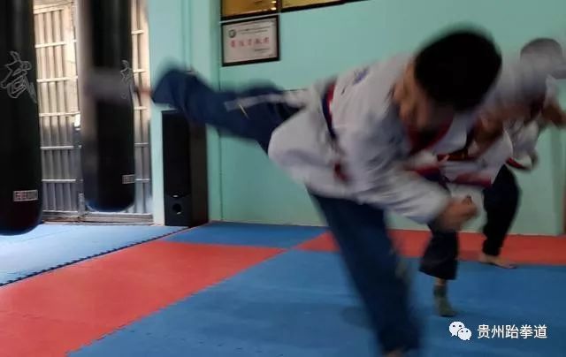 例一:双方闭式或开式站立(图2-40),对方用横踢攻我,我抢先用推踢进攻