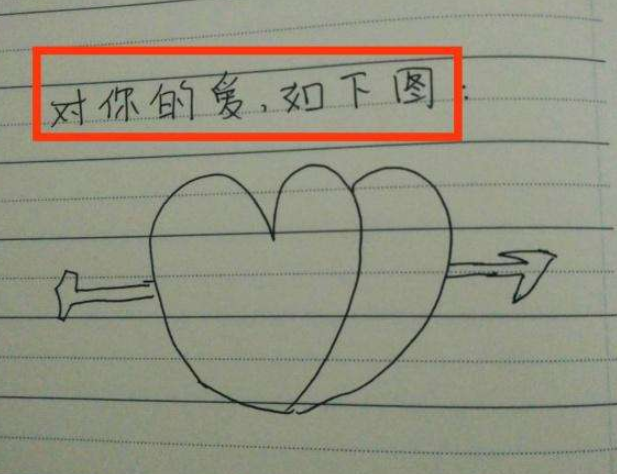 小学生情书花式告白,画"一箭穿心"不算啥,婚礼现场才