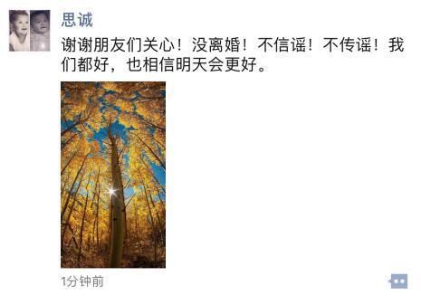 陳思誠發(fā)聲：沒離婚！也相信明天會更好