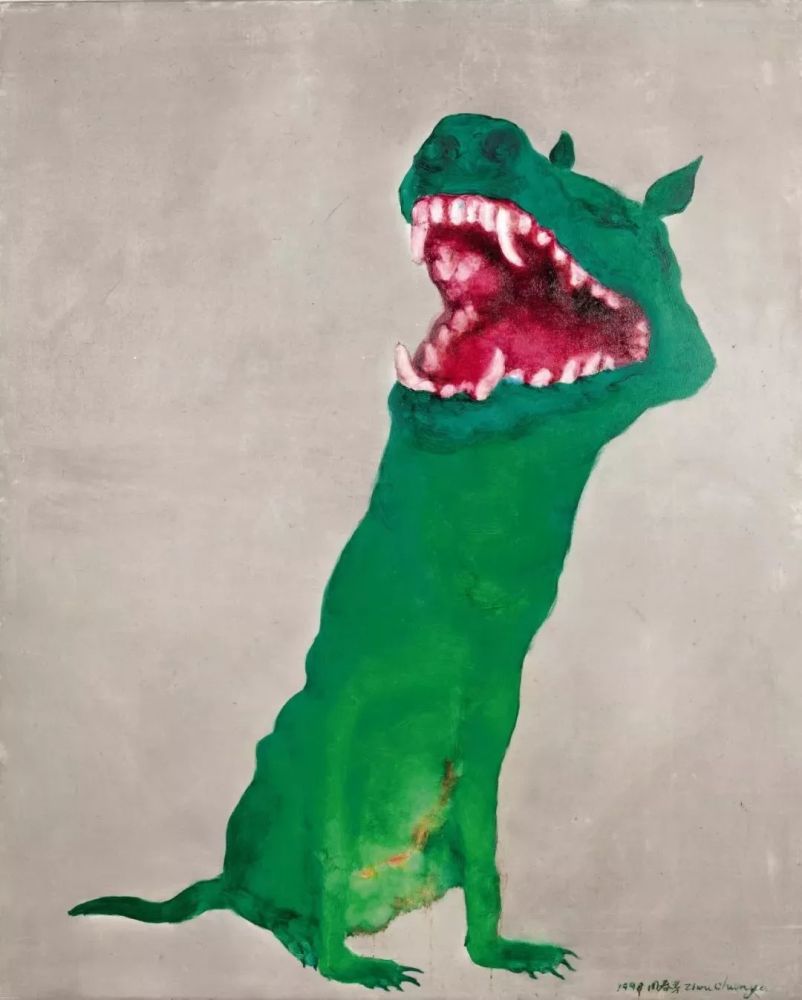 周春芽《绿狗》,1998年作 油画画布,150 x 120.
