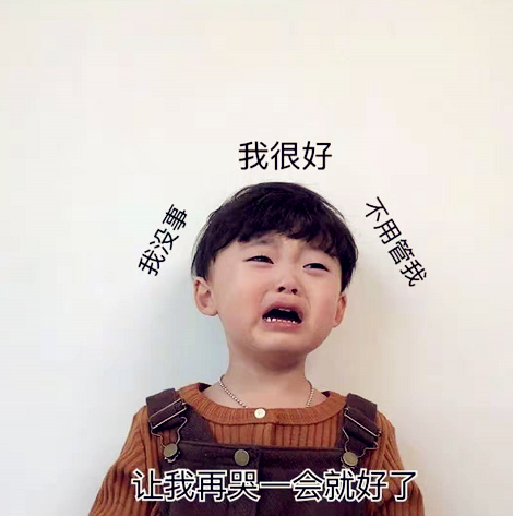 生活好难表情包:我很好,我没事,不用管我,让我哭一会