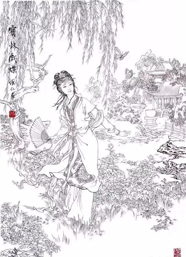 工笔仕女画法,体姿塑造法,人物白描素材,王云教你画白描