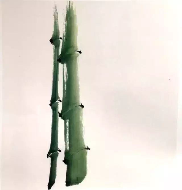 2,换较小笔画枝,墨色要比竿稍浓.