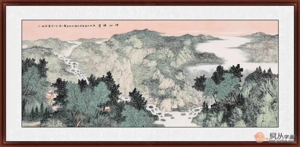 溪山积翠中美协画家王宁青绿山水画作品赏析