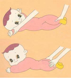注意拉坐时宝宝头部前倾,如果宝宝的头部后仰就得考虑是不是大运动