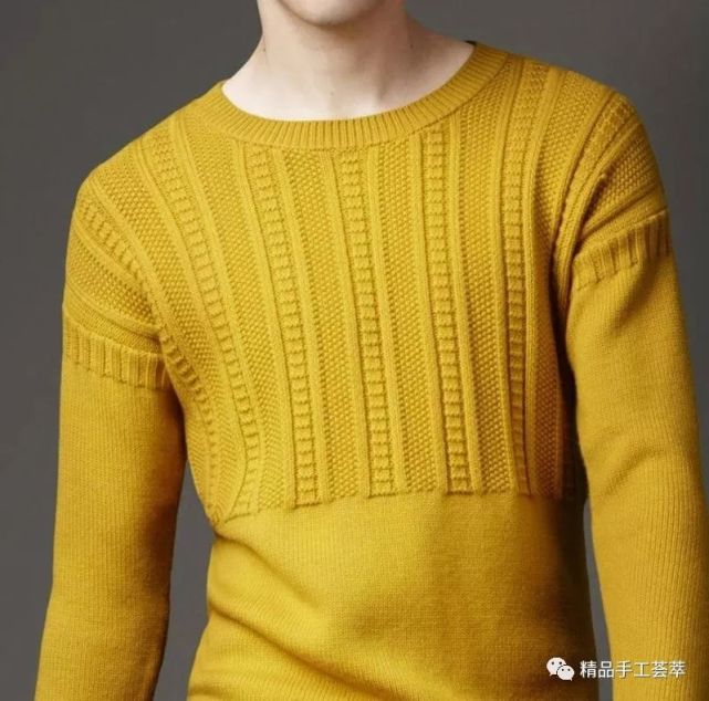 一款帅气的男士毛衣编织款式,花样非常不错,引得各路