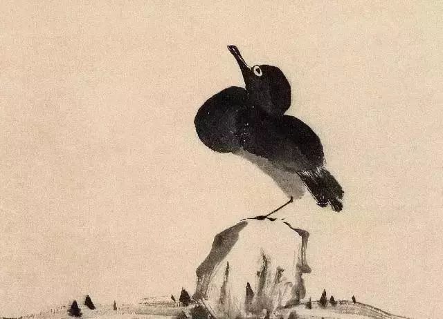 八大山人所画呆鸟.