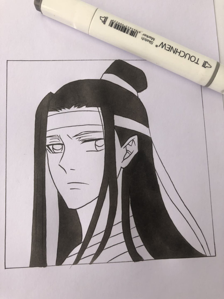 网友手绘蓝忘机开头有点像王八结局卡姿兰大眼睛啊