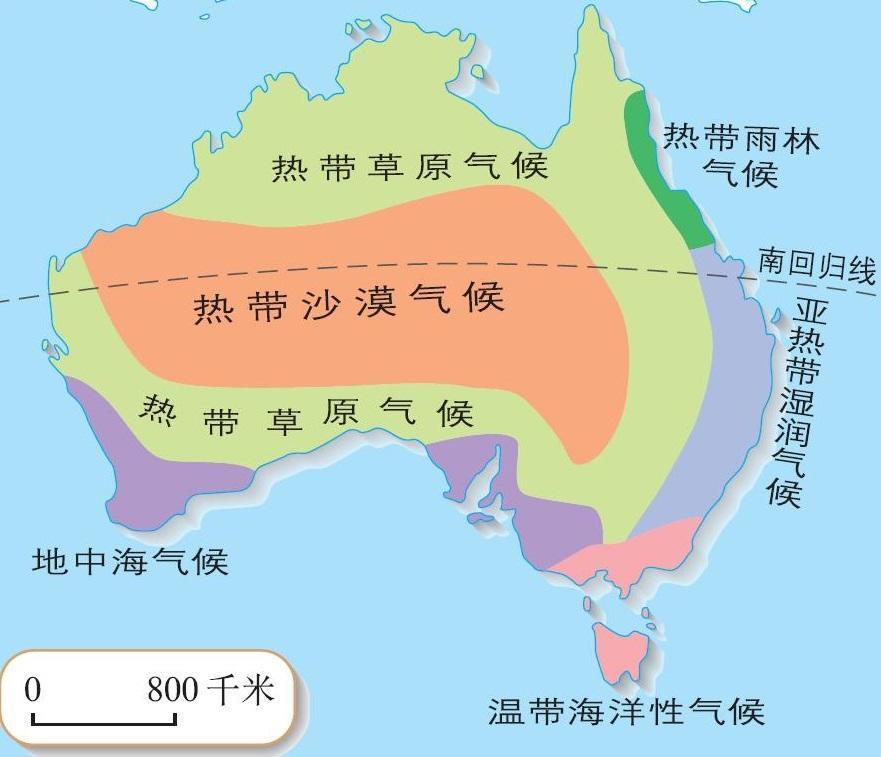 澳大利亚大陆是世界上面积最小的大陆,总面积约为769万平方千米