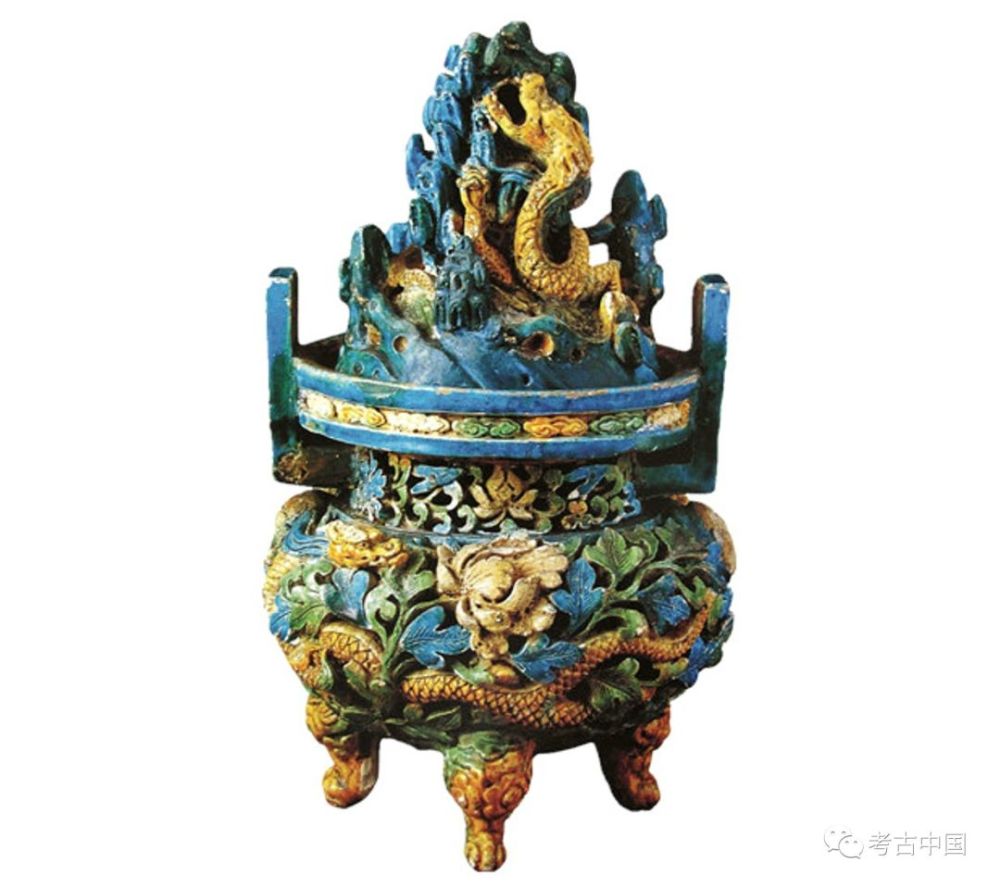 【精品文物】元代 · 琉璃三彩龙凤纹熏炉(首都博物馆