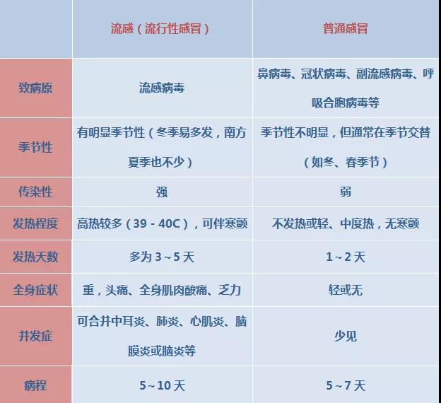 流感和普通感冒的区别一图解读,病毒感冒吃什么药划重点