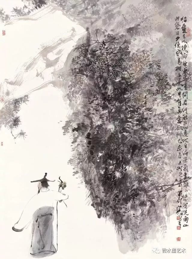 今天水墨君和大家分享一组四川画家张剑老师的作品.