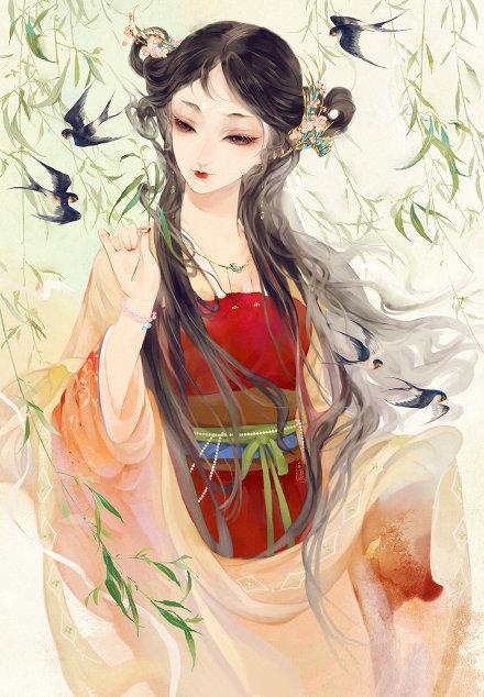 "云想衣裳花想容,春风拂槛露华浓"表现古风插画的魅力