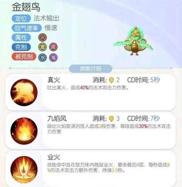 一起来捉妖:金翅鸟技能介绍曝光,实战中并没有没有太大的作用