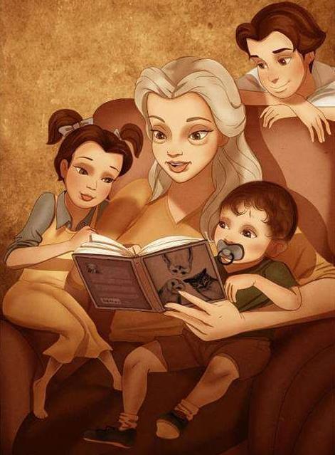 迪士尼公主老后的样子,贝儿公主还是那么爱看书,成为