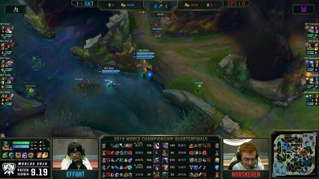 skt2:0spy轻松斩获赛点,机长卡莎秀出天际,网友:人机