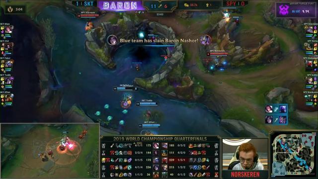 skt2:0spy轻松斩获赛点,机长卡莎秀出天际,网友:人机